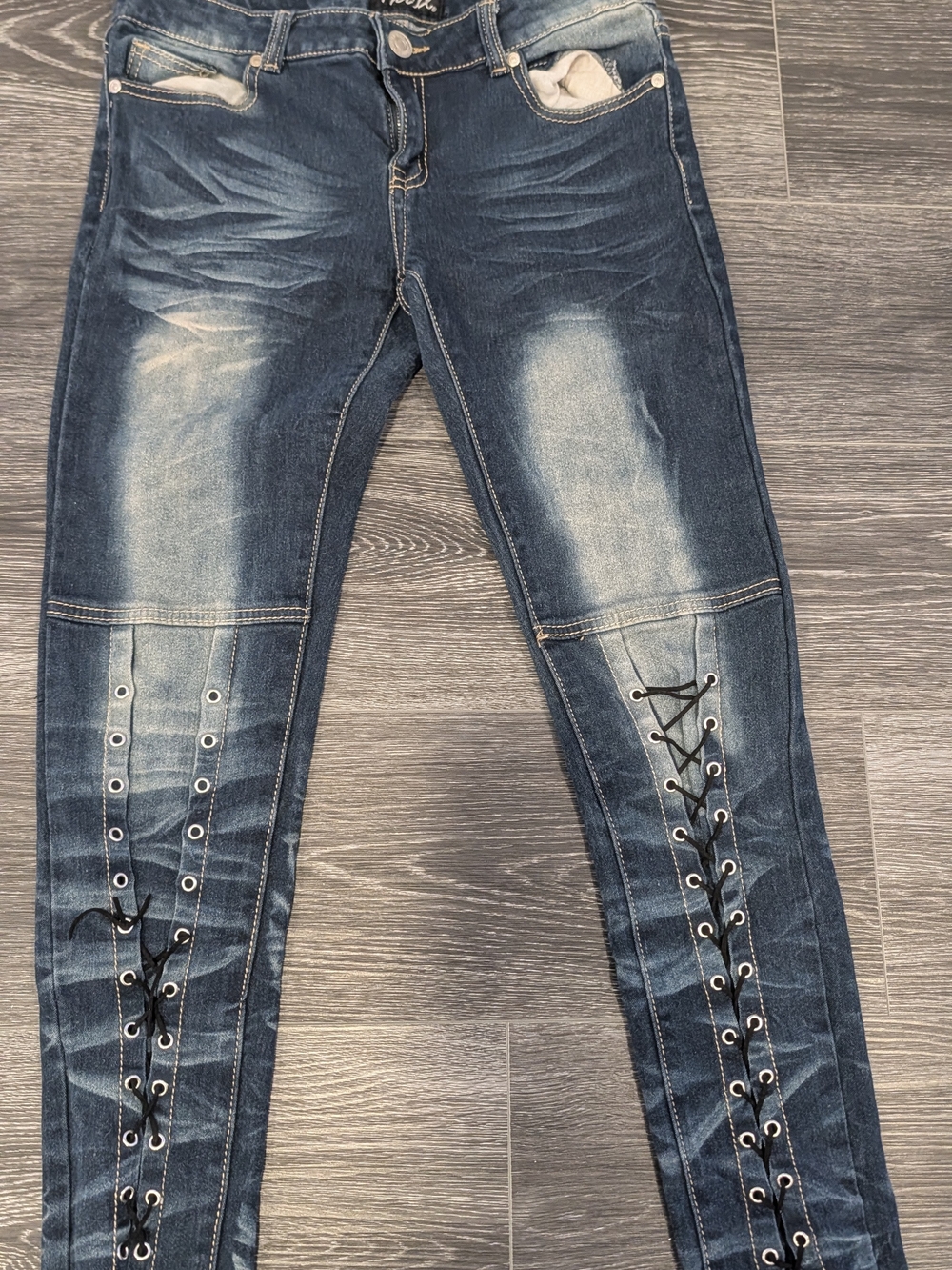 Dark Wash Lace-Up Women’s Jeans